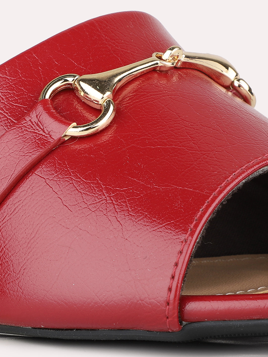 Women Red Party Wear Solid Square Toe Block Heel Sandals