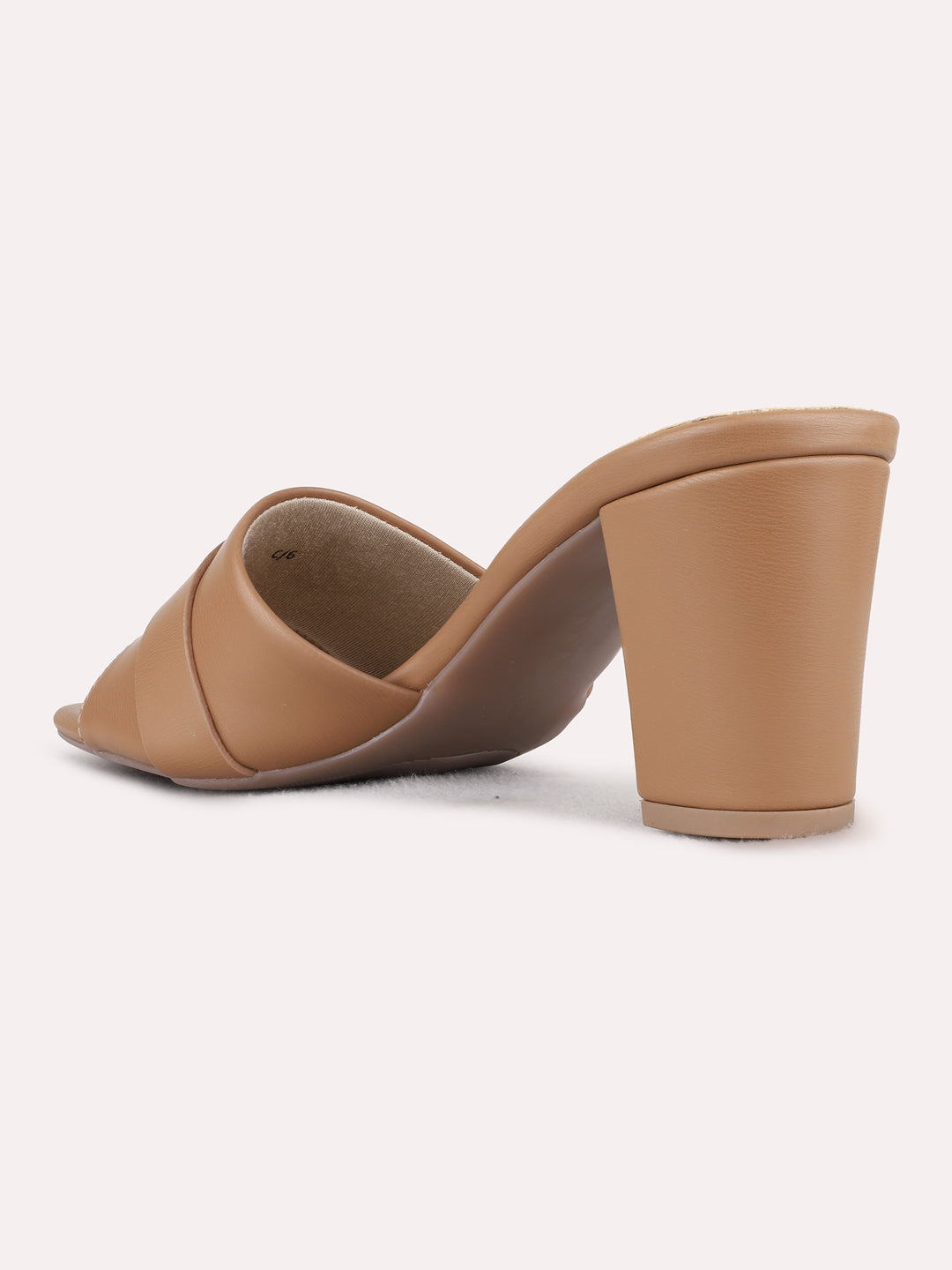 Womens Beige Party Wear Solid Square Toe Block heels