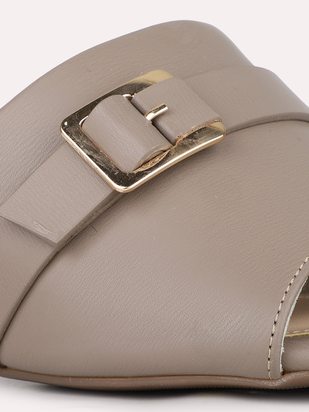 Womens Brown Party Wear Solid Round Toe Block Heel Sandals