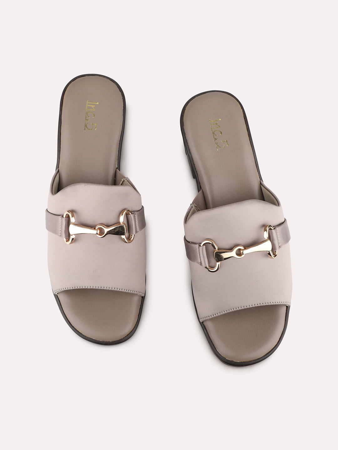 Women Chikoo Party Wear Solid Round Toe Block Heel Sandals