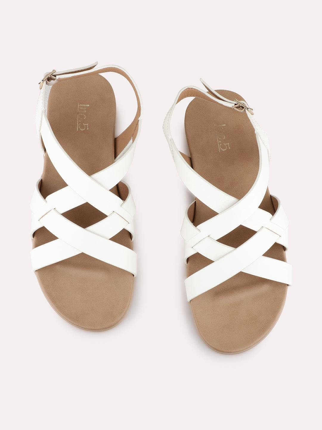 Womens White Casual Striped Open Toe Flat Sandals