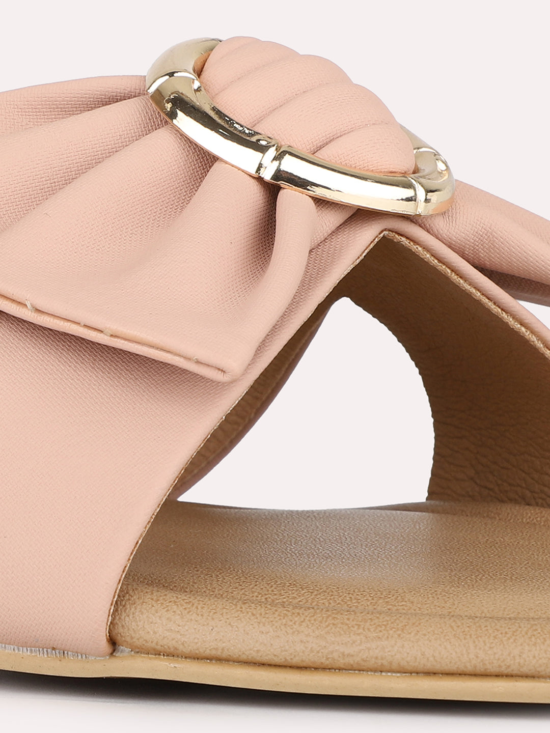 Women Peach Casual Solid Open Toe Slip-On Flats