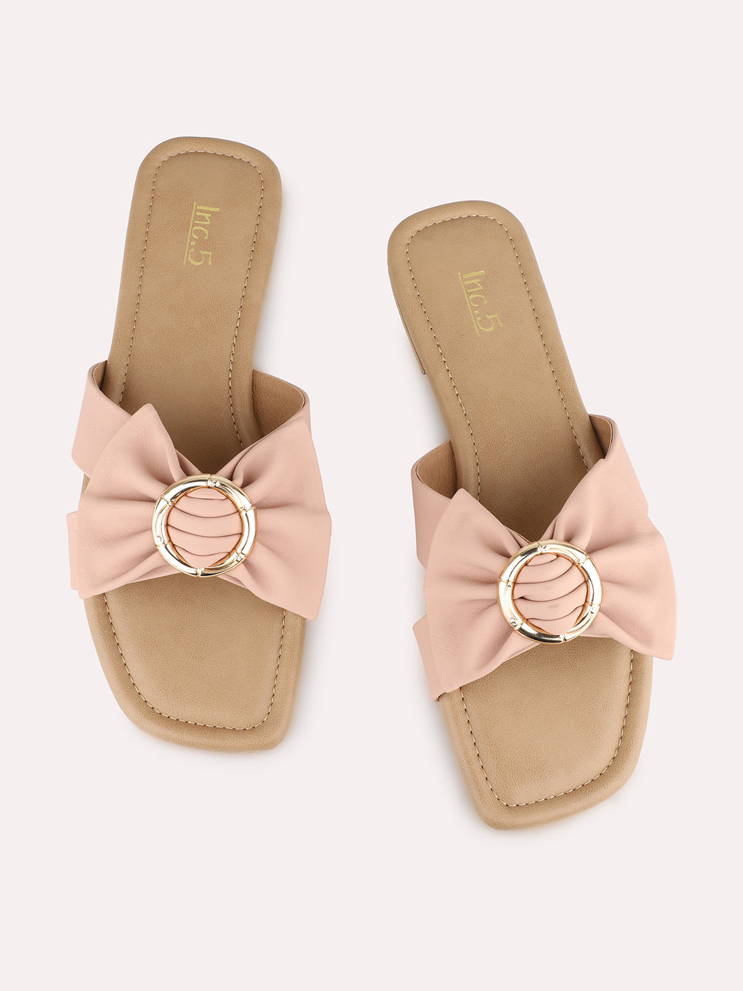 Women Peach Casual Solid Open Toe Slip-On Flats