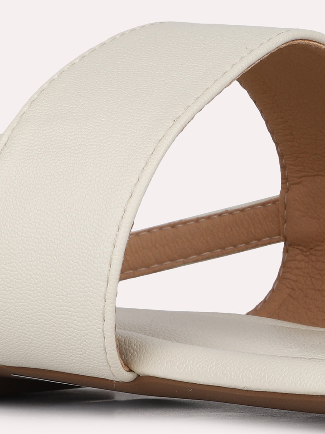 Women Cream Casual Solid One Toe Flat Sandals