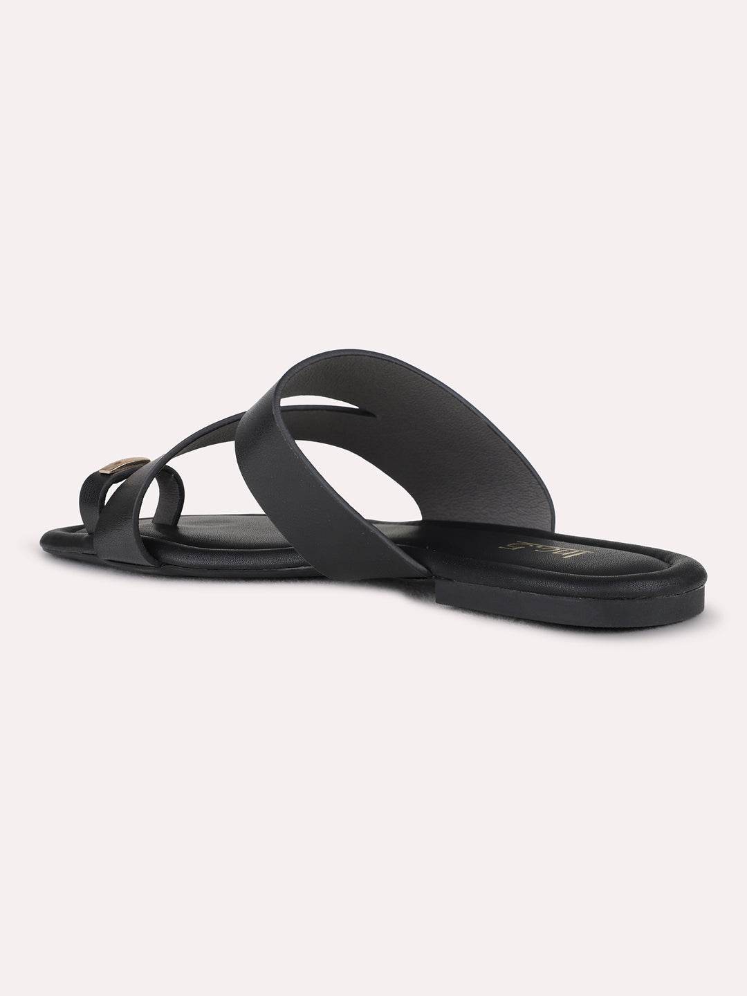 Womens Black Casual T-Strap Flats