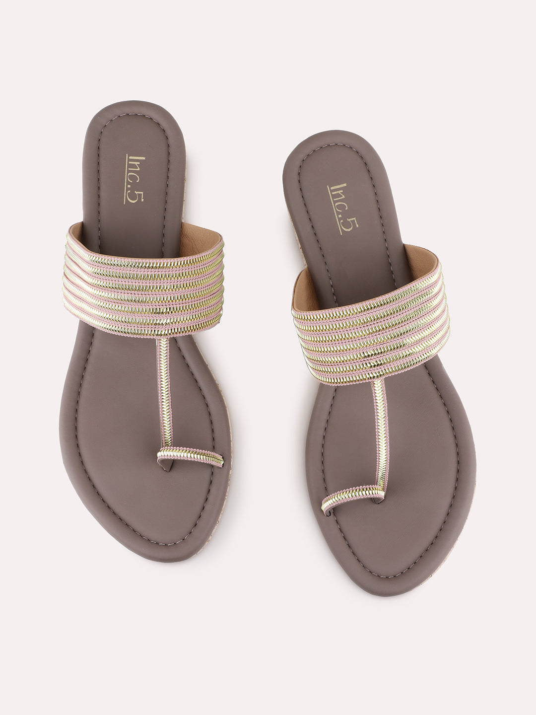 Womens Brown Ethnic Embellished Wedge Heel Sandals