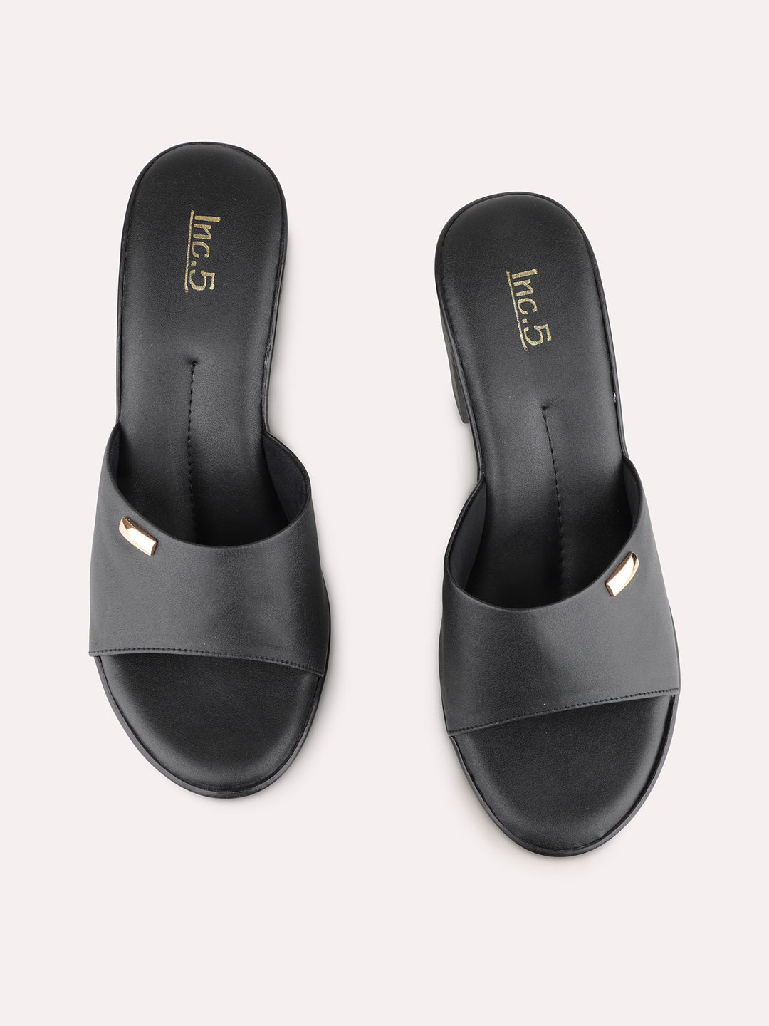 Womens Black Party Wear Round Toe Platform Heels