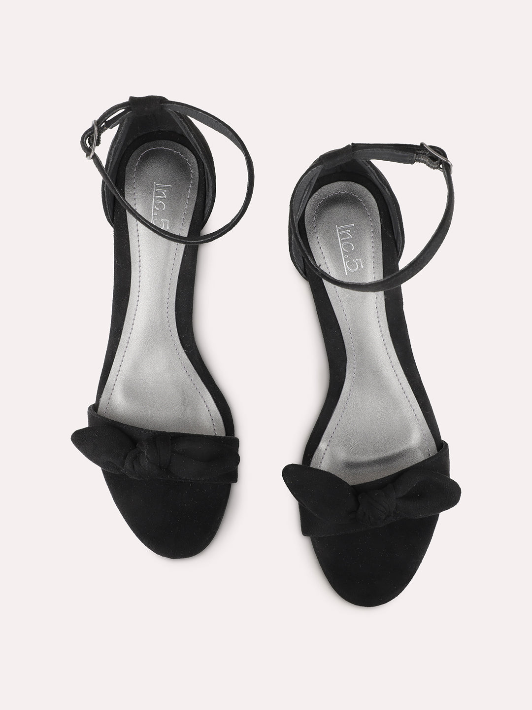 Womens Black Party Wear Solid Round Toe Block Heel Sandals