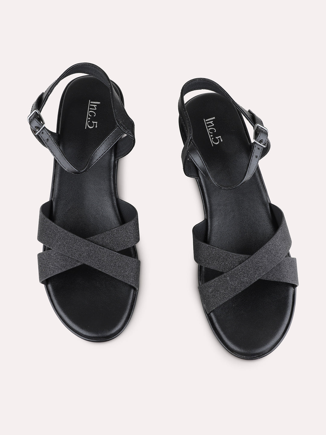 Womens Black Casual Solid Round Toe Wedge Sandals
