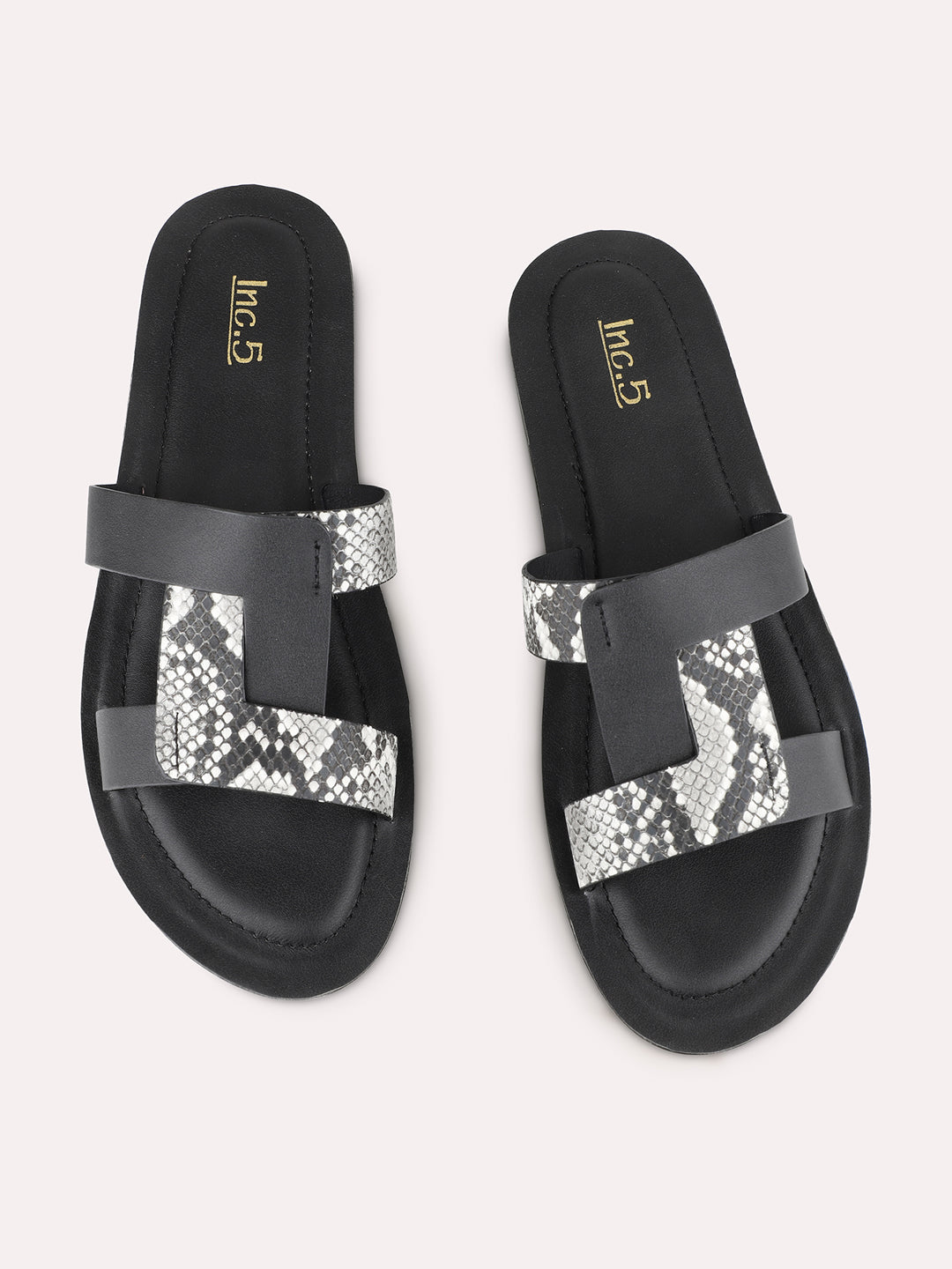 Womens Black Casual Open Toe Flats