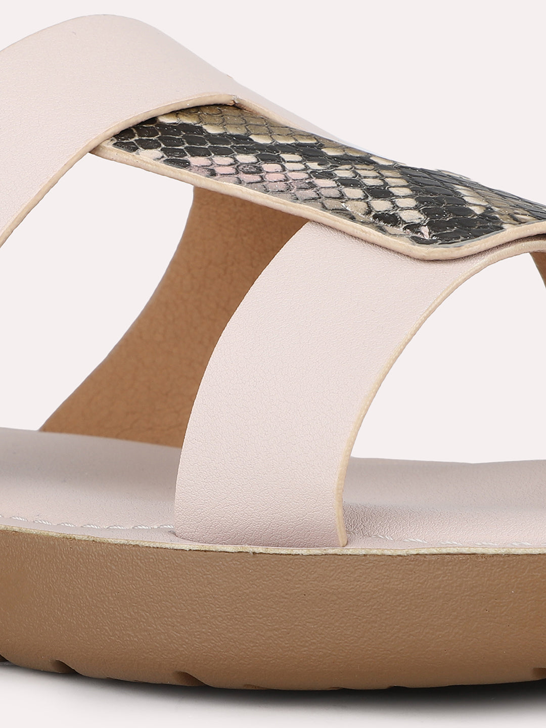 Women Cream Party Wear Solid Open Toe Slip-On Flat Sandals