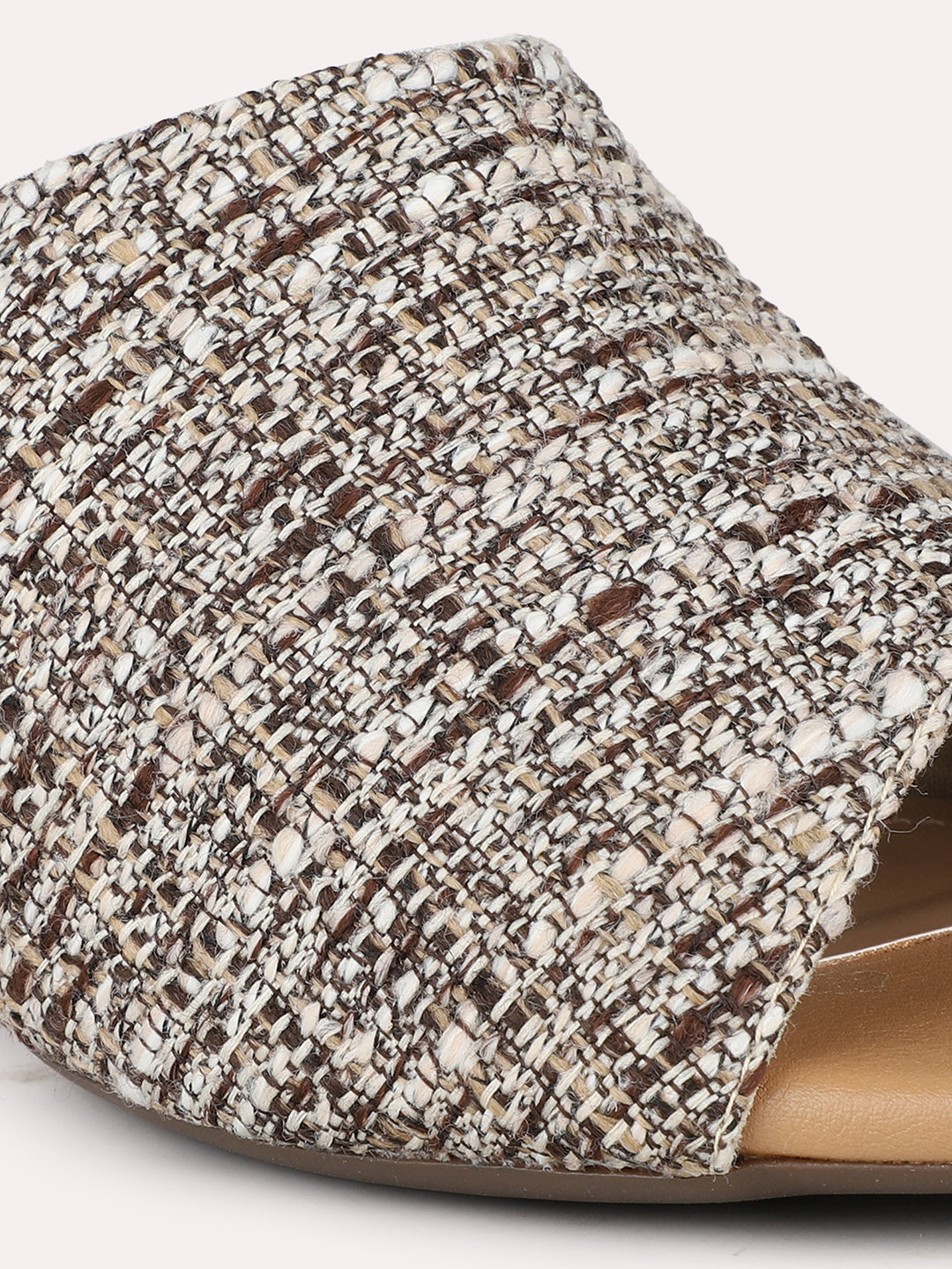 Womens Beige Party Wear Solid Round Toe Block Heel Sandals