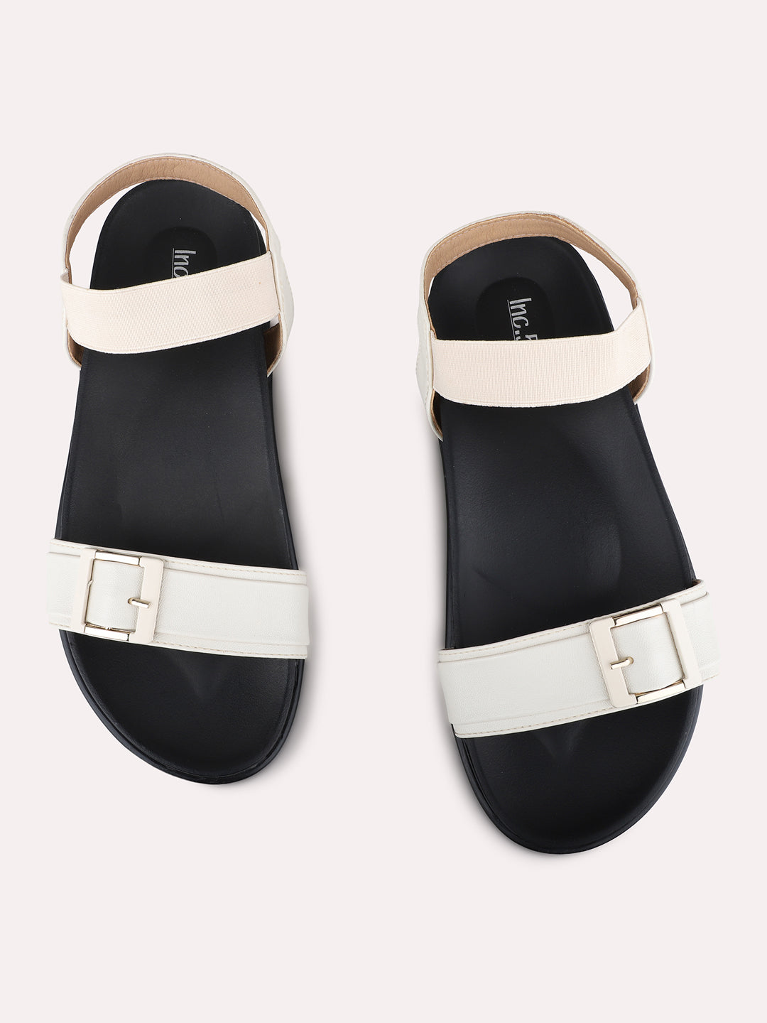 Womens Cream Casual Solid Open Toe Flats