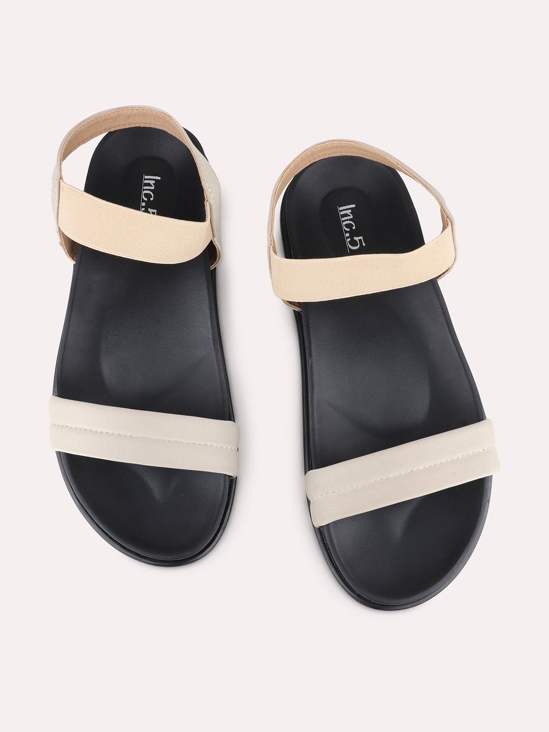 Womens Beige Casual Solid Open Toe Flat Sandals