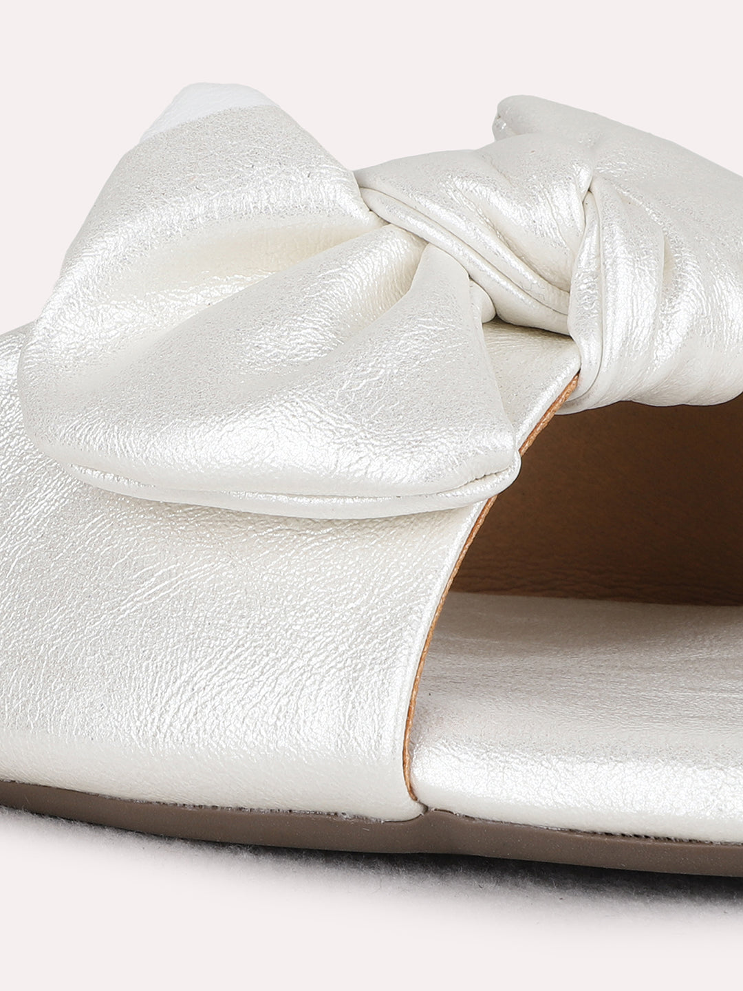 Womens Silver Casual Solid Open Toe Flat Slip-On Sandals