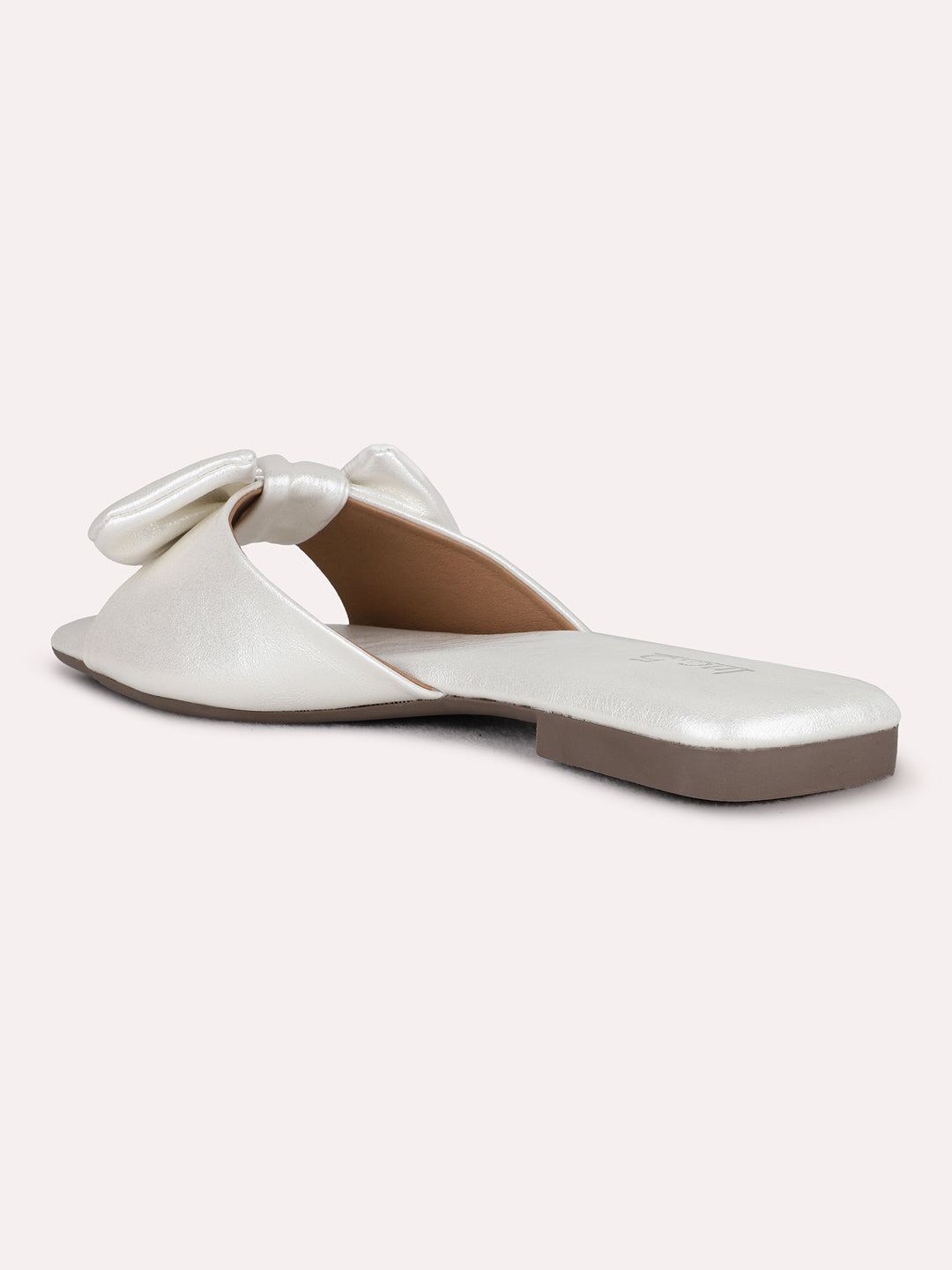 Womens Silver Casual Solid Open Toe Flats