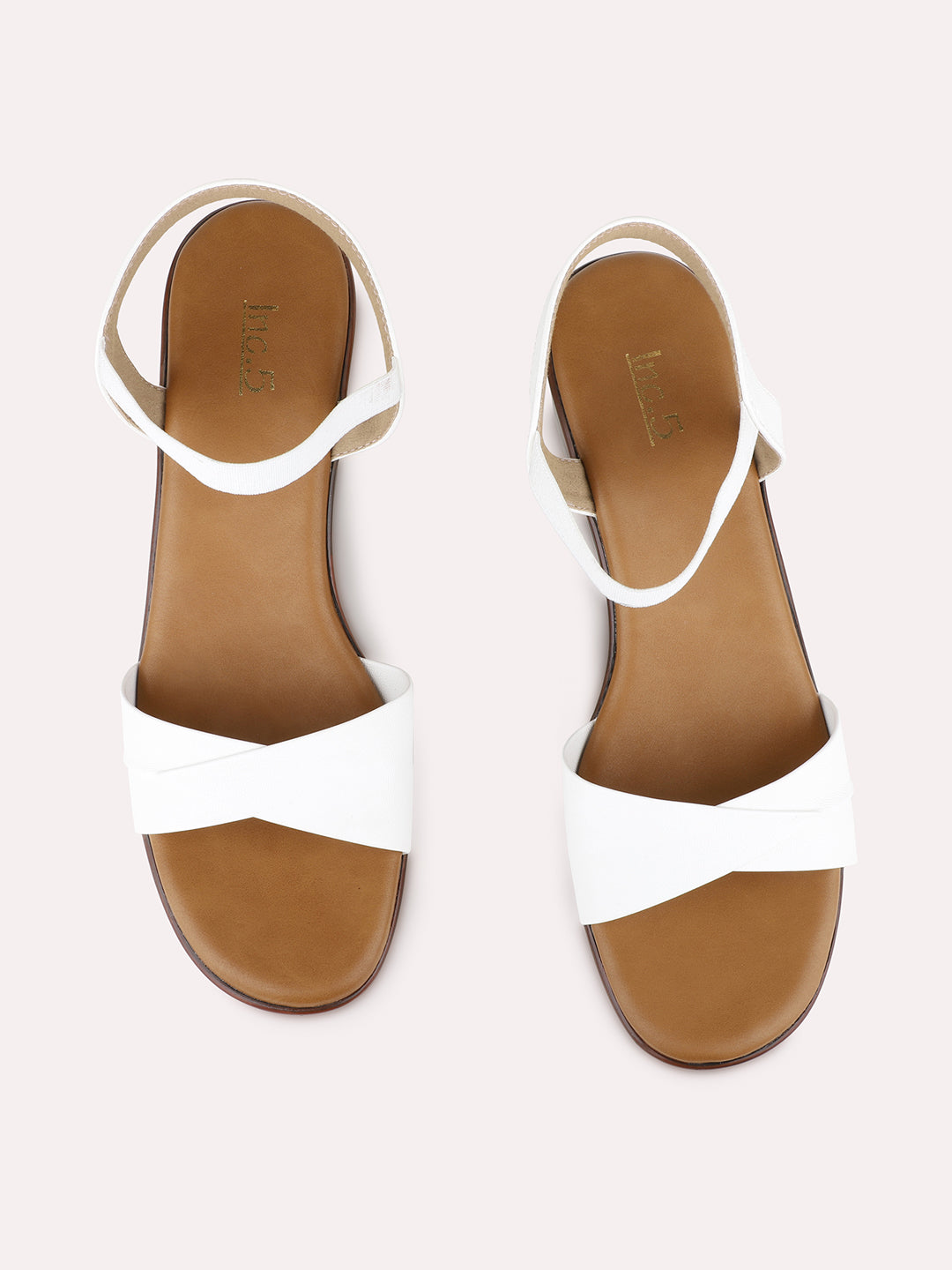 Womens White Party Wear Solid Round Toe Block Heel Sandals