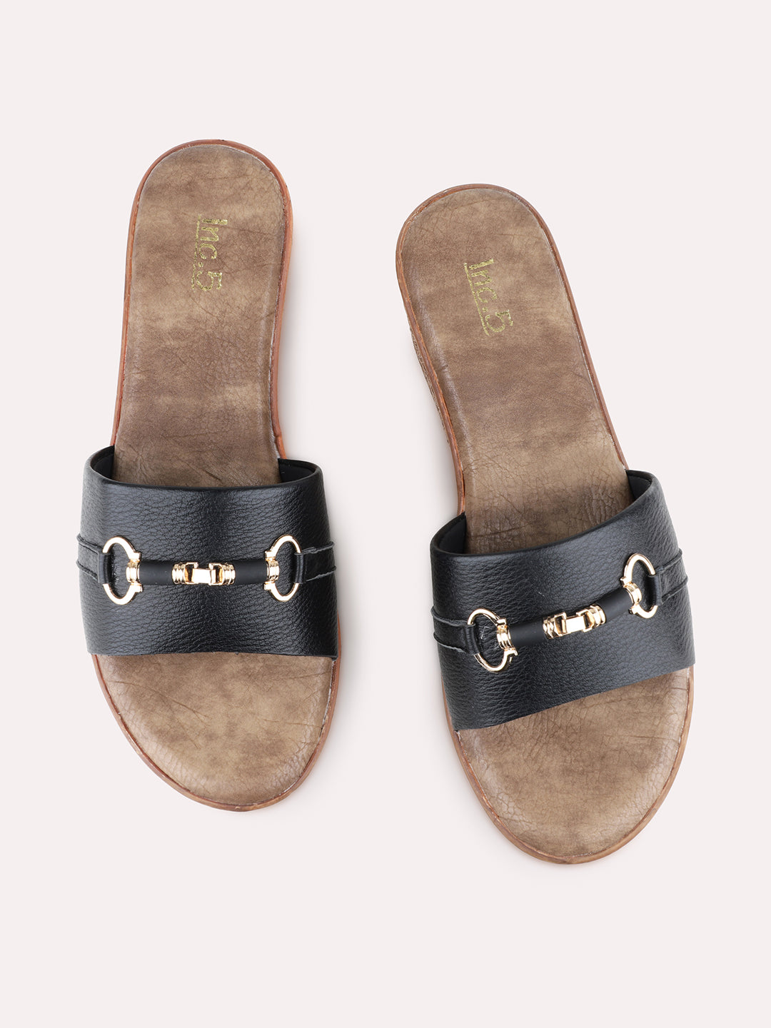 Womens Black Casual Solid pattern Round Toe Wedges Sandal