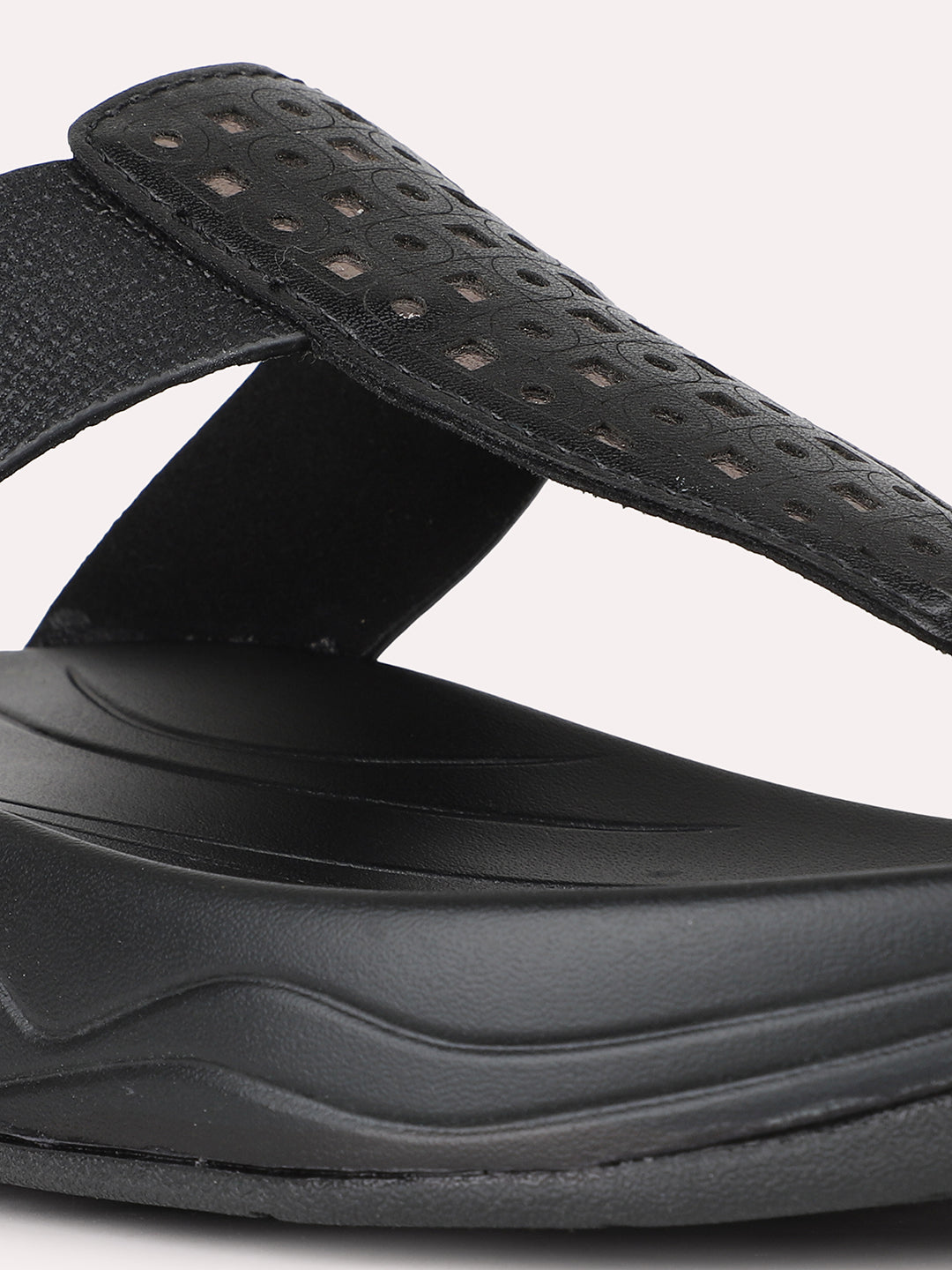 Women Black Party Wear Embellished Round Toe Slip-On Sandals