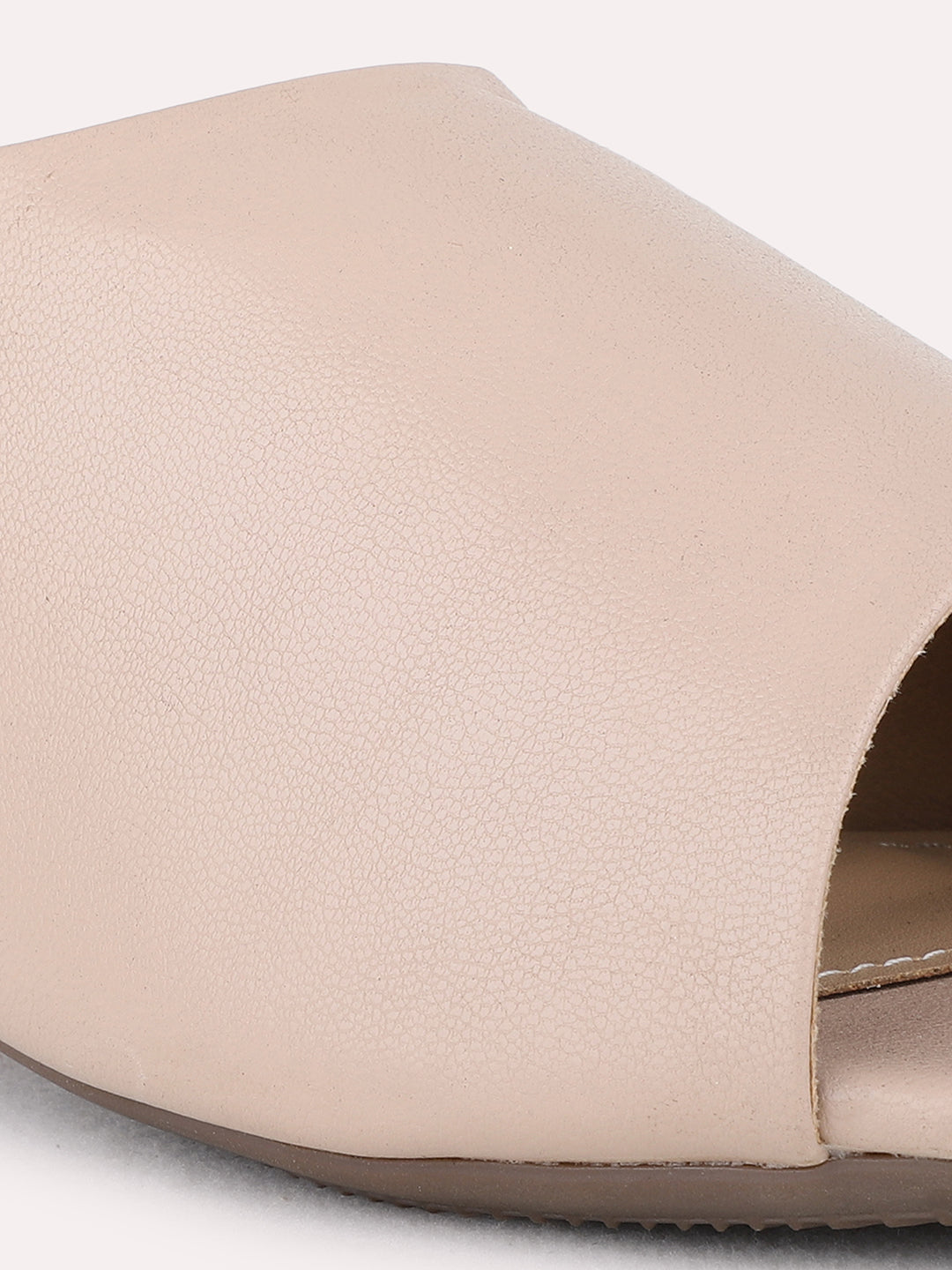 Womens Beige Party Wear Solid Square Toe Block Heel Sandals