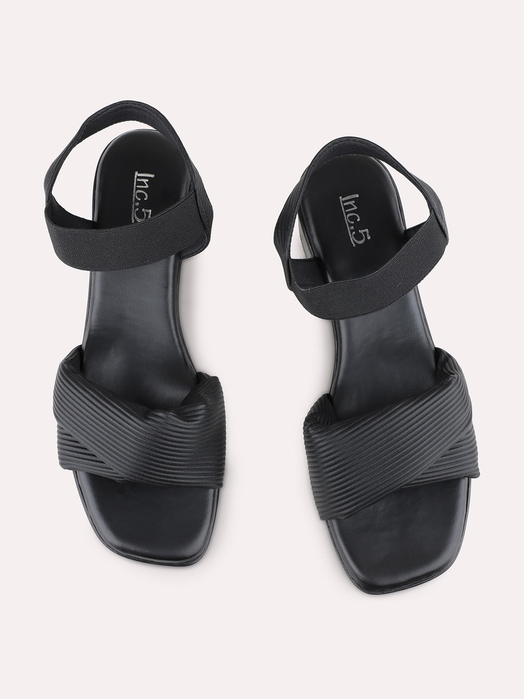 Womens Black Party Wear Solid Pattern Block Heels