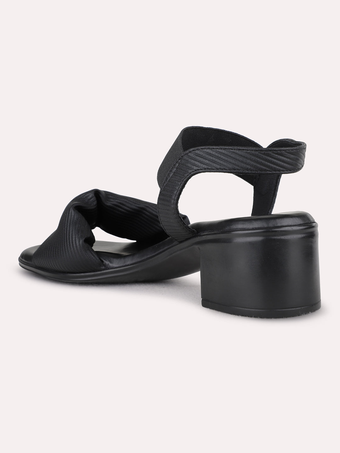 Womens Black Party Wear Solid Pattern Block Heels