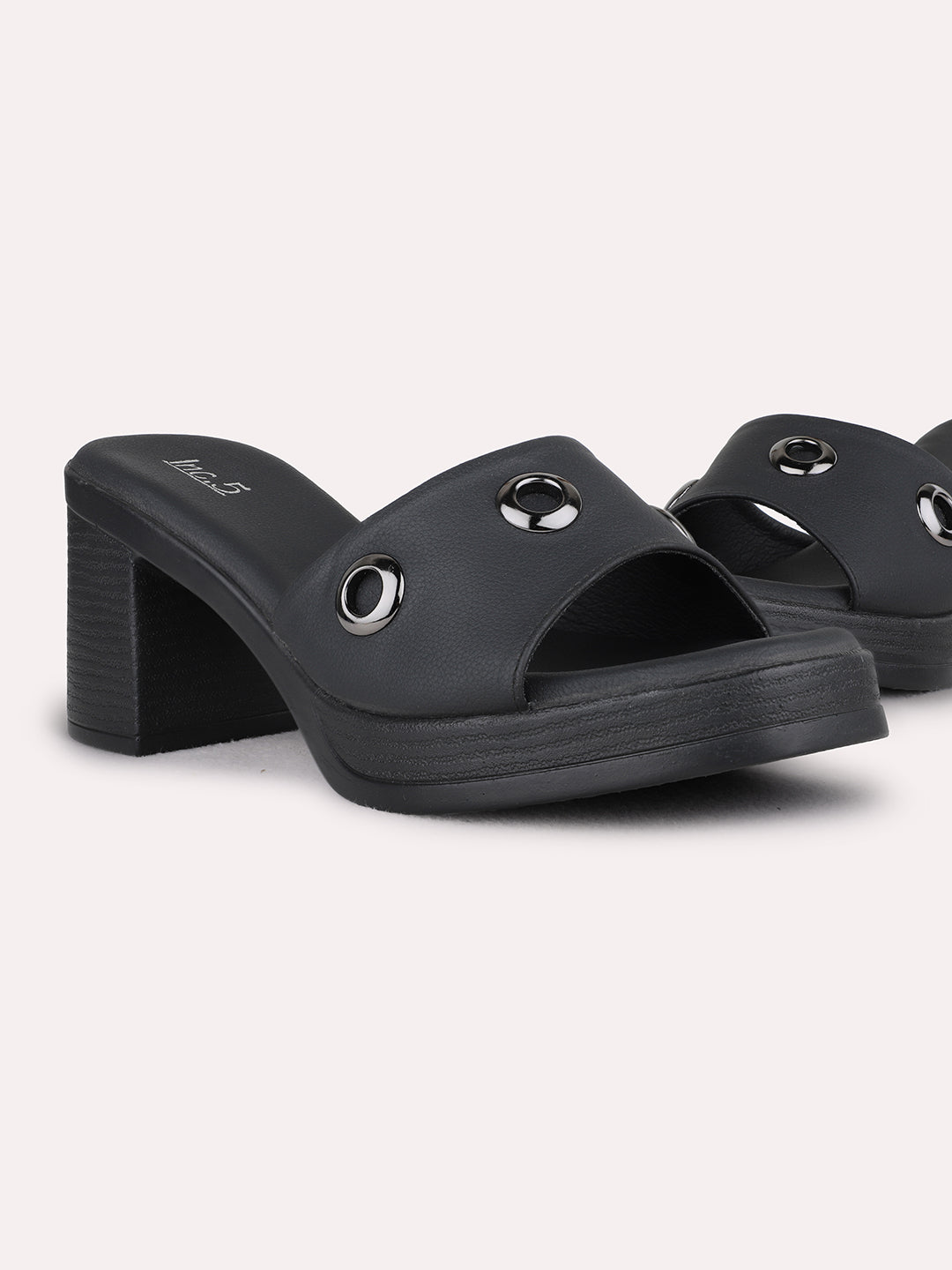 Womens Black Party Wear Solid Platform Heels