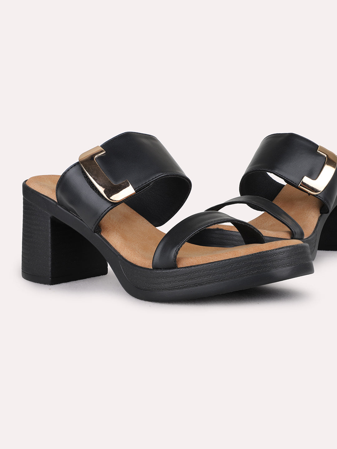 Womens Black Party Wear Solid Pattern Platform Heels