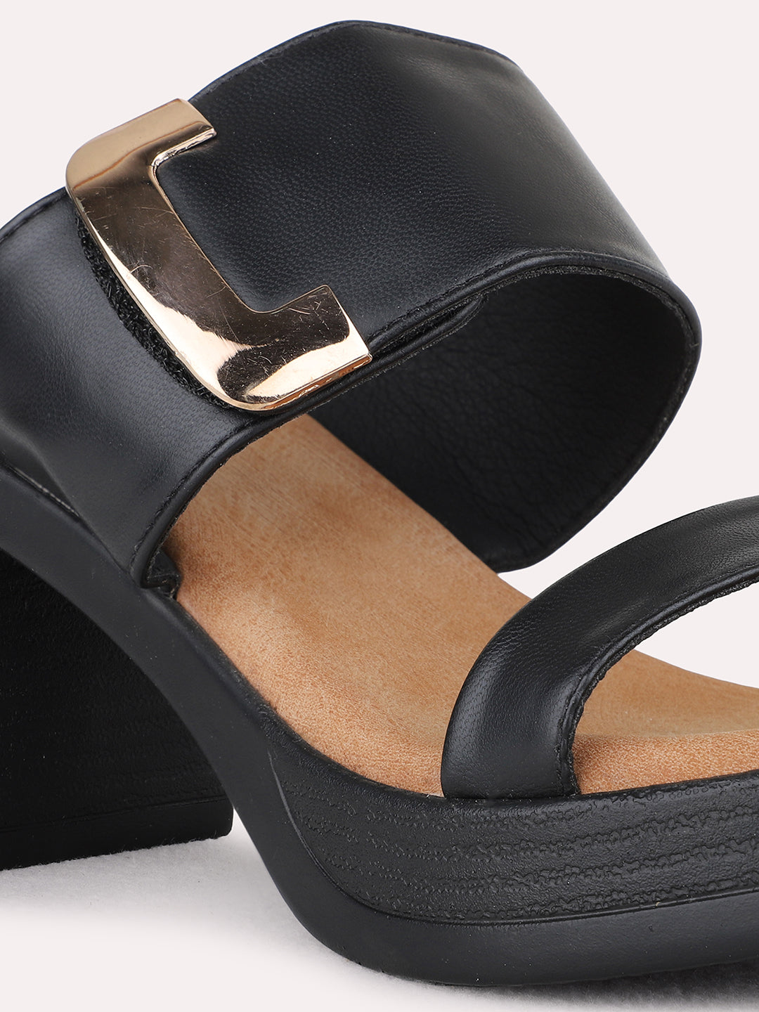 Womens Black Party Wear Solid Pattern Platform Heels