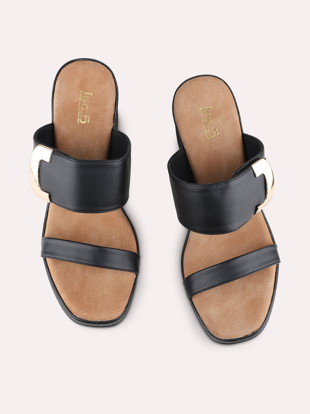 Womens Black Party Wear Solid Pattern Platform Heels