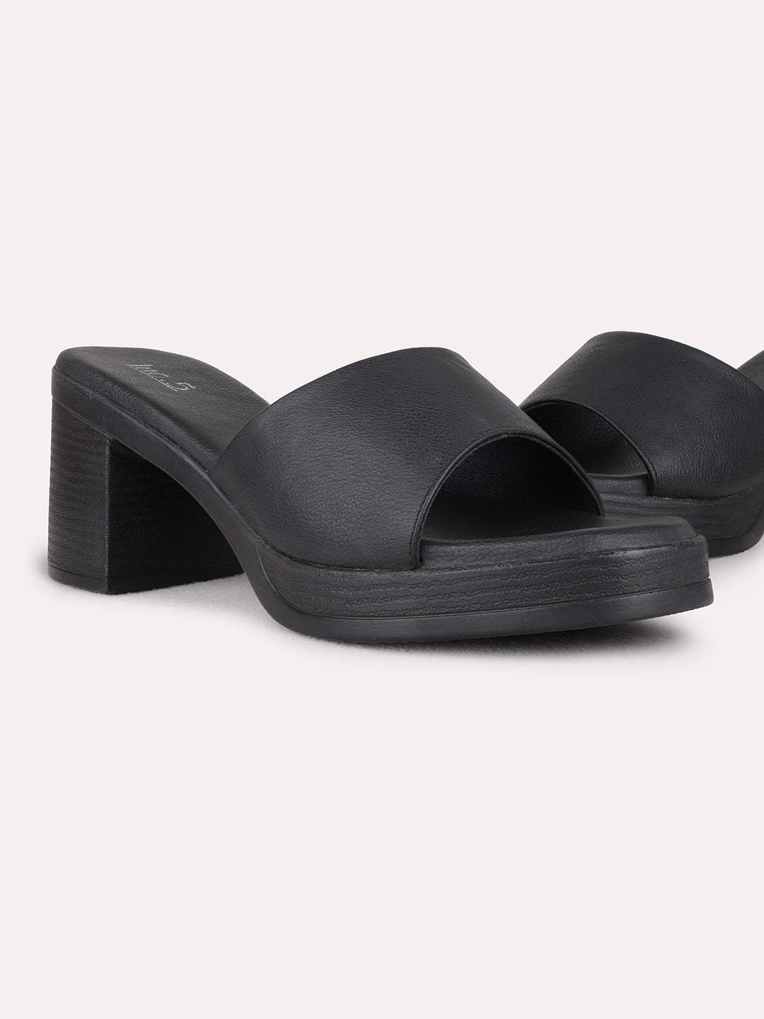 Womens Black Casual Solid Round Toe Platform Heel Sandals