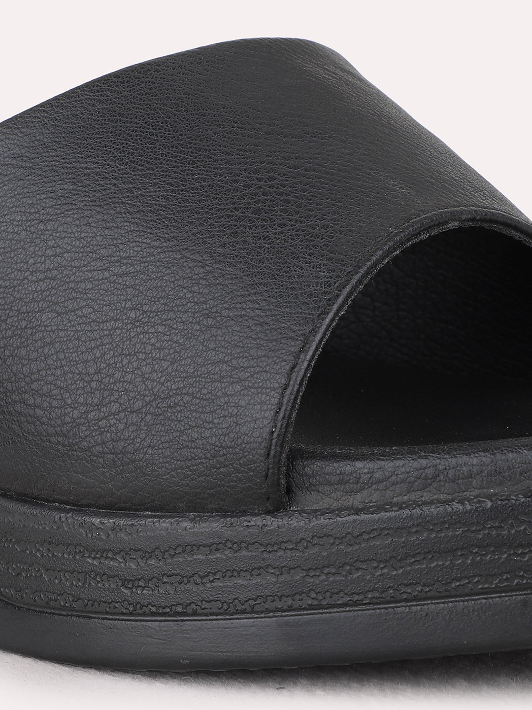 Womens Black Casual Solid Round Toe Platform Heel Sandals