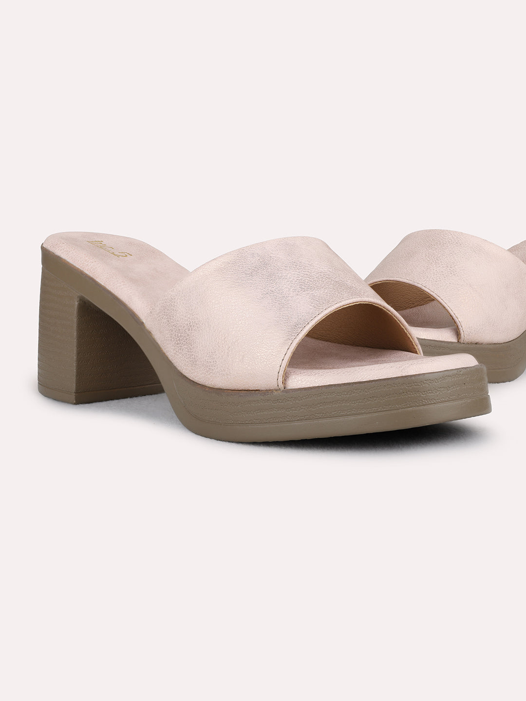 Womens Rose Gold Party Wear Solid Platform Heel Sandals