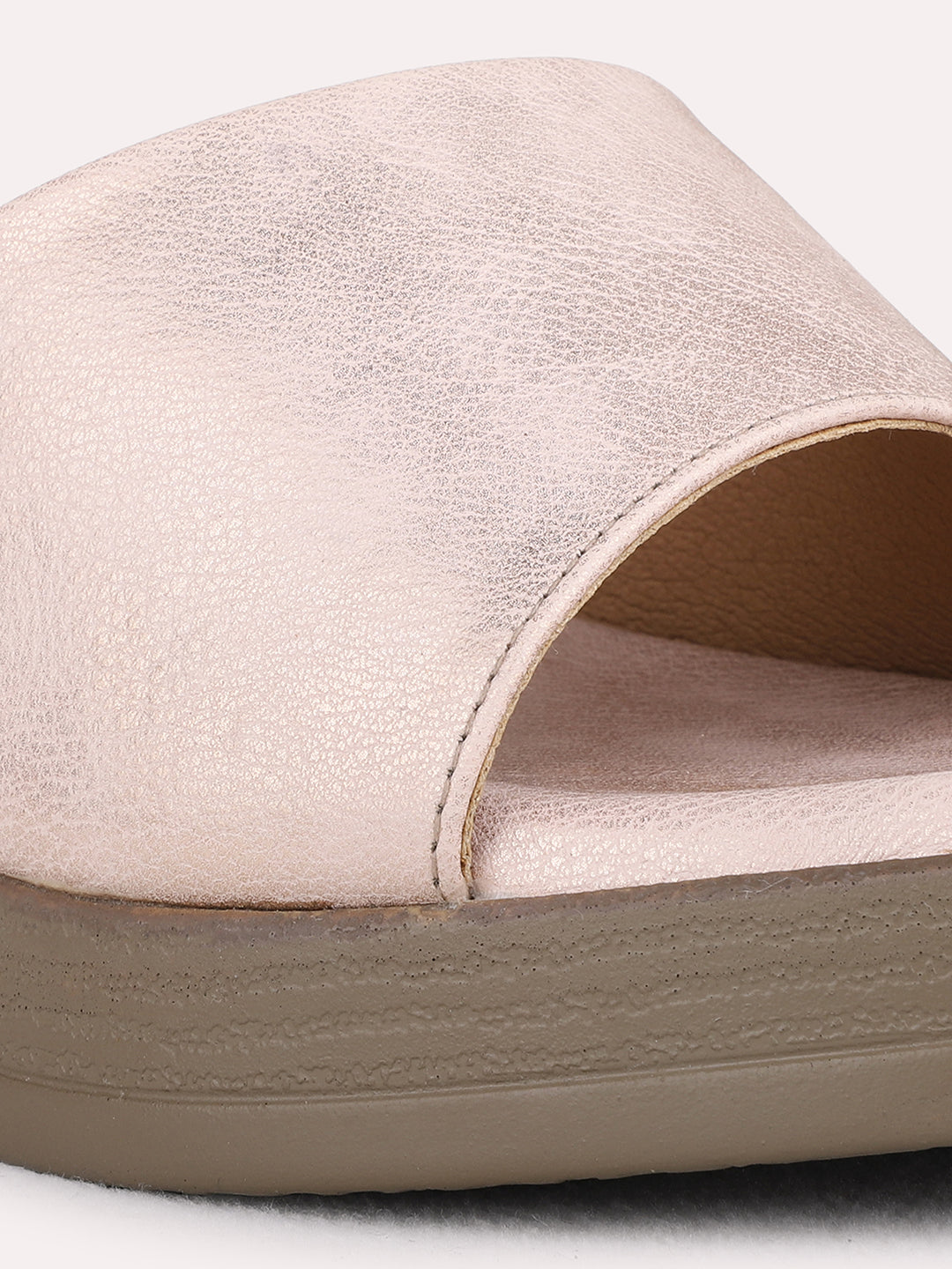 Womens Rose Gold Party Wear Solid Platform Heel Sandals