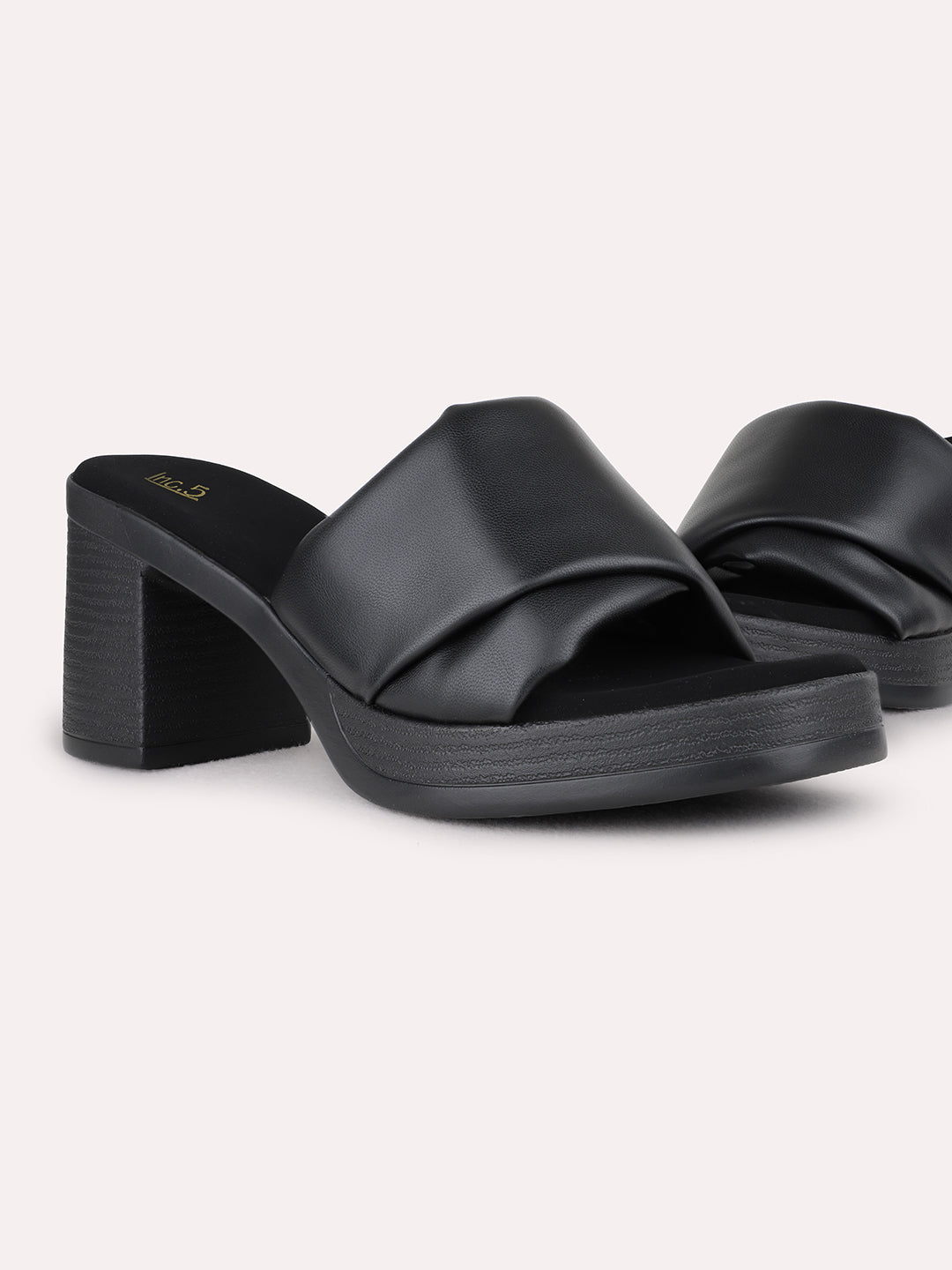 Womens Black Party Wear Solid Platform Heel Sandals