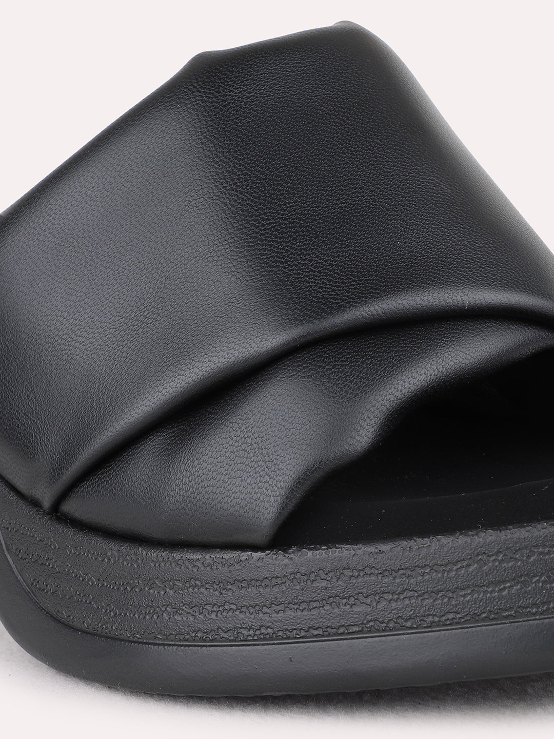 Womens Black Party Wear Solid Platform Heel Sandals