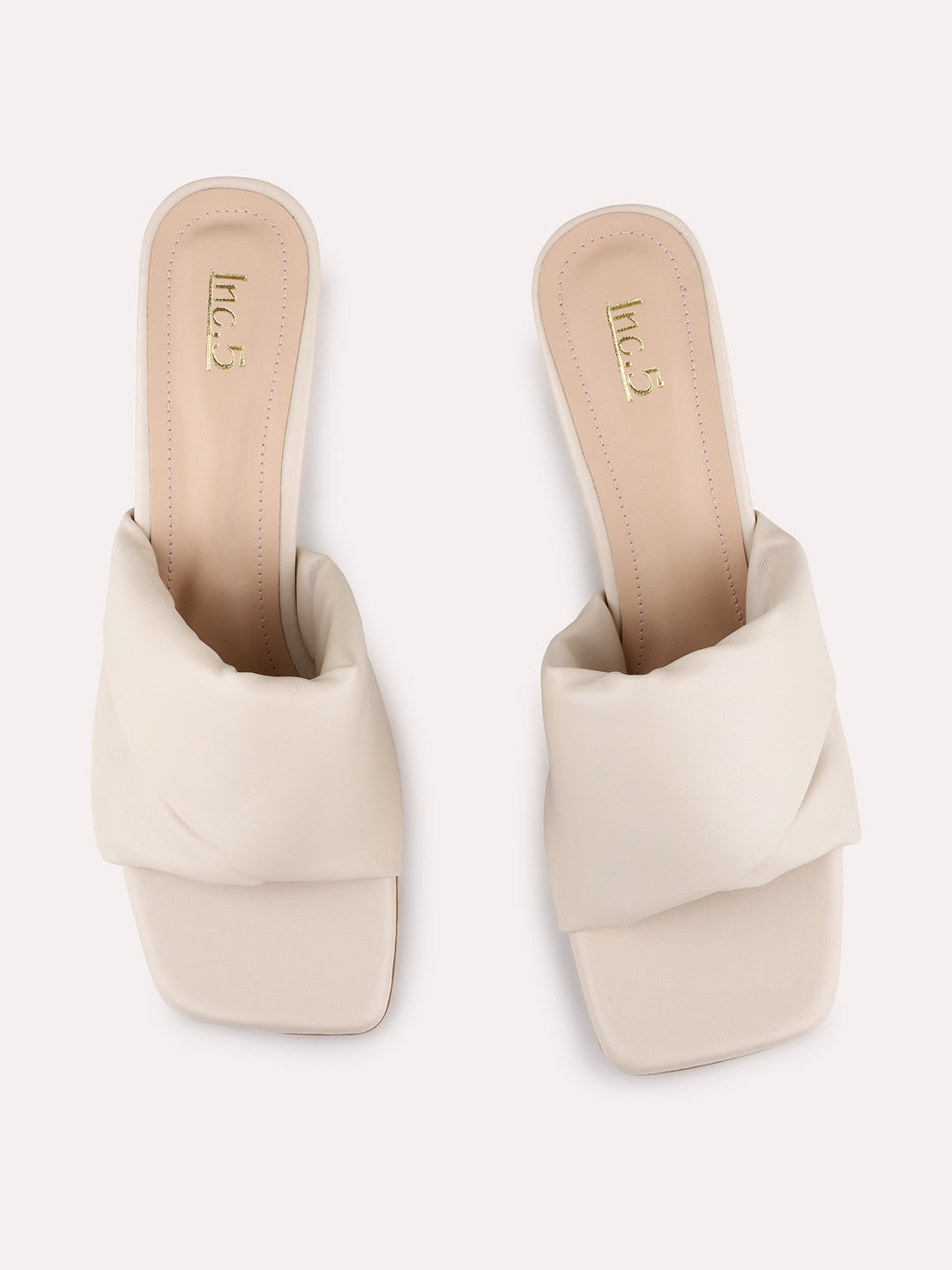 Womens Beige Party Wear Solid Kitten Heel Sandals