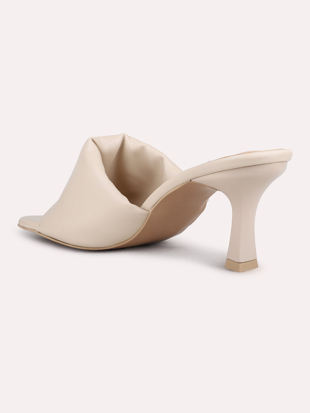 Womens Beige Party Wear Solid Kitten Heel Sandals