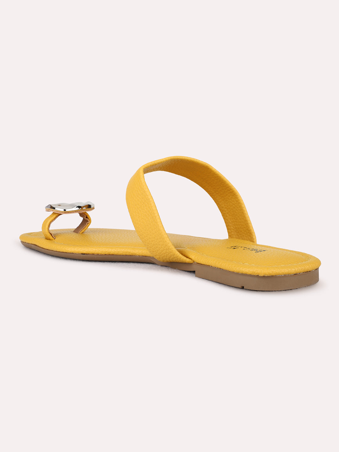 Womens Mustard Casual Solid One Toe Flat Sandals