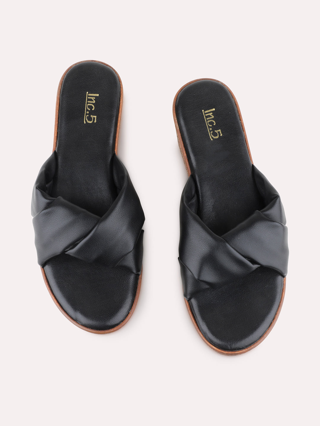 Womens Black Casual Solid Pattern Round Toe Wedges