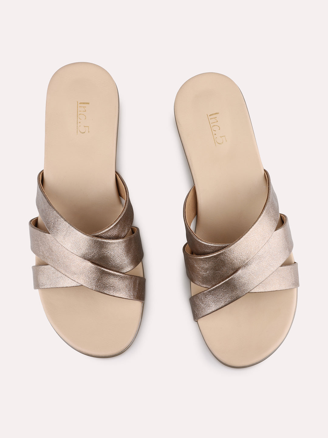 Womens Golden Party Wear Solid Round Toe Wedge Heels