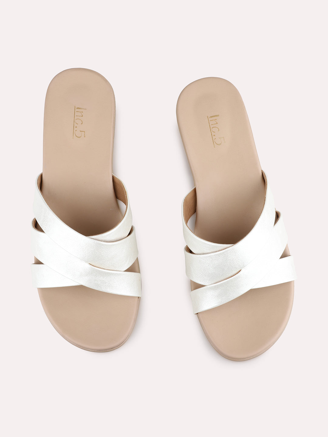 Womens Silver Party Wear Solid Round Toe Wedge Heel Sandals