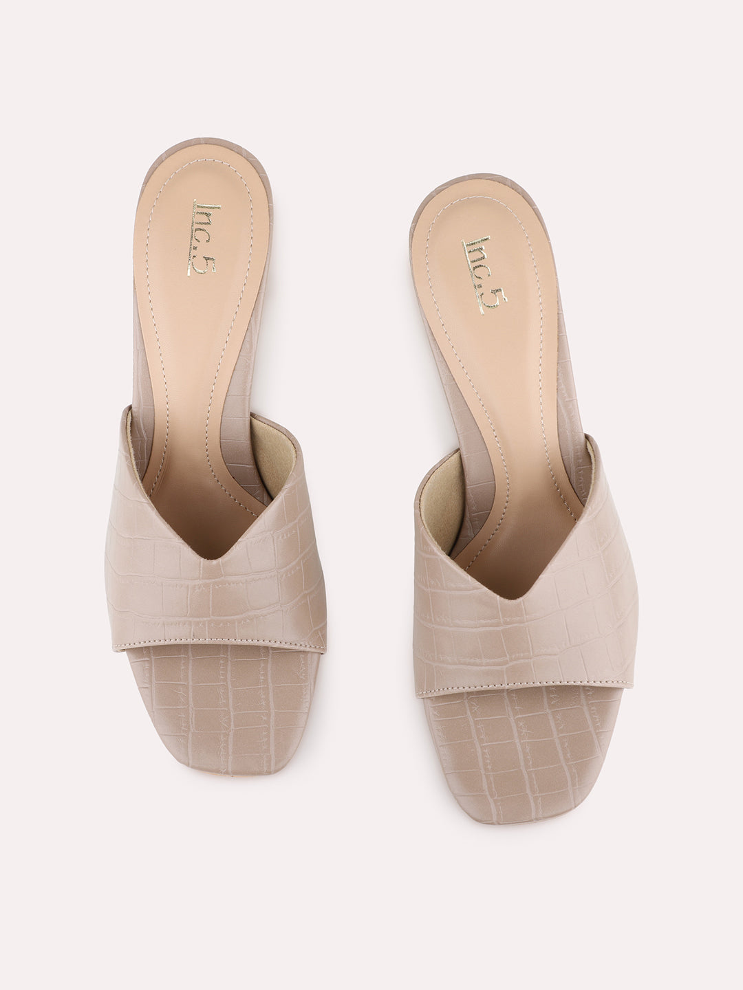 Womens Beige Party Wear Solid Round Toe Block Heel Sandals