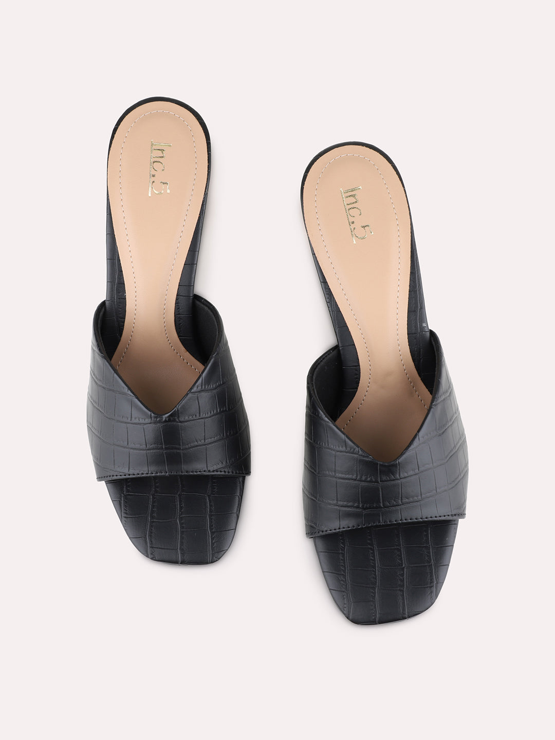 Womens Black Party Wear Solid Round Toe Block Heel Sandals