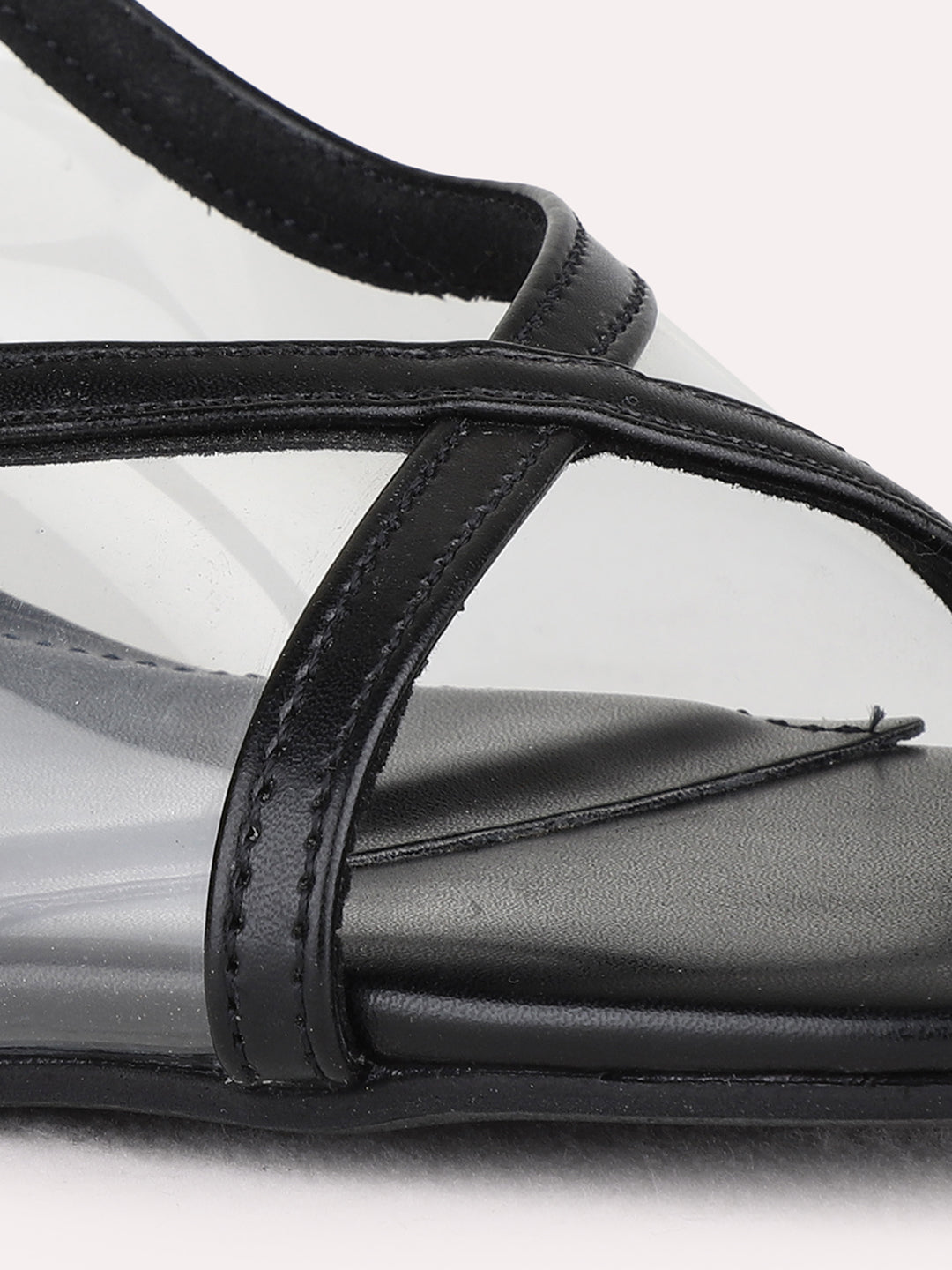 Womens Black Party Wear Solid Square Toe Kitten Heel Sandals