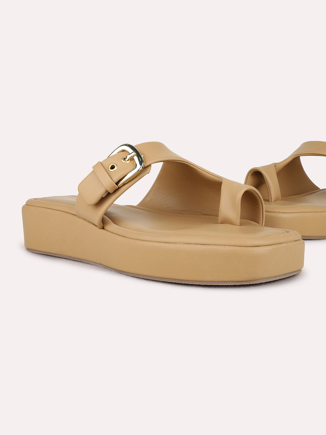 Womens Beige Casual Solid Pattern Round Toe Wedge Heel Sandals