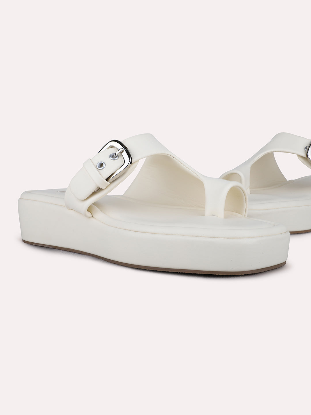 Womens Cream Casual Solid Round Toe Wedge Sandals