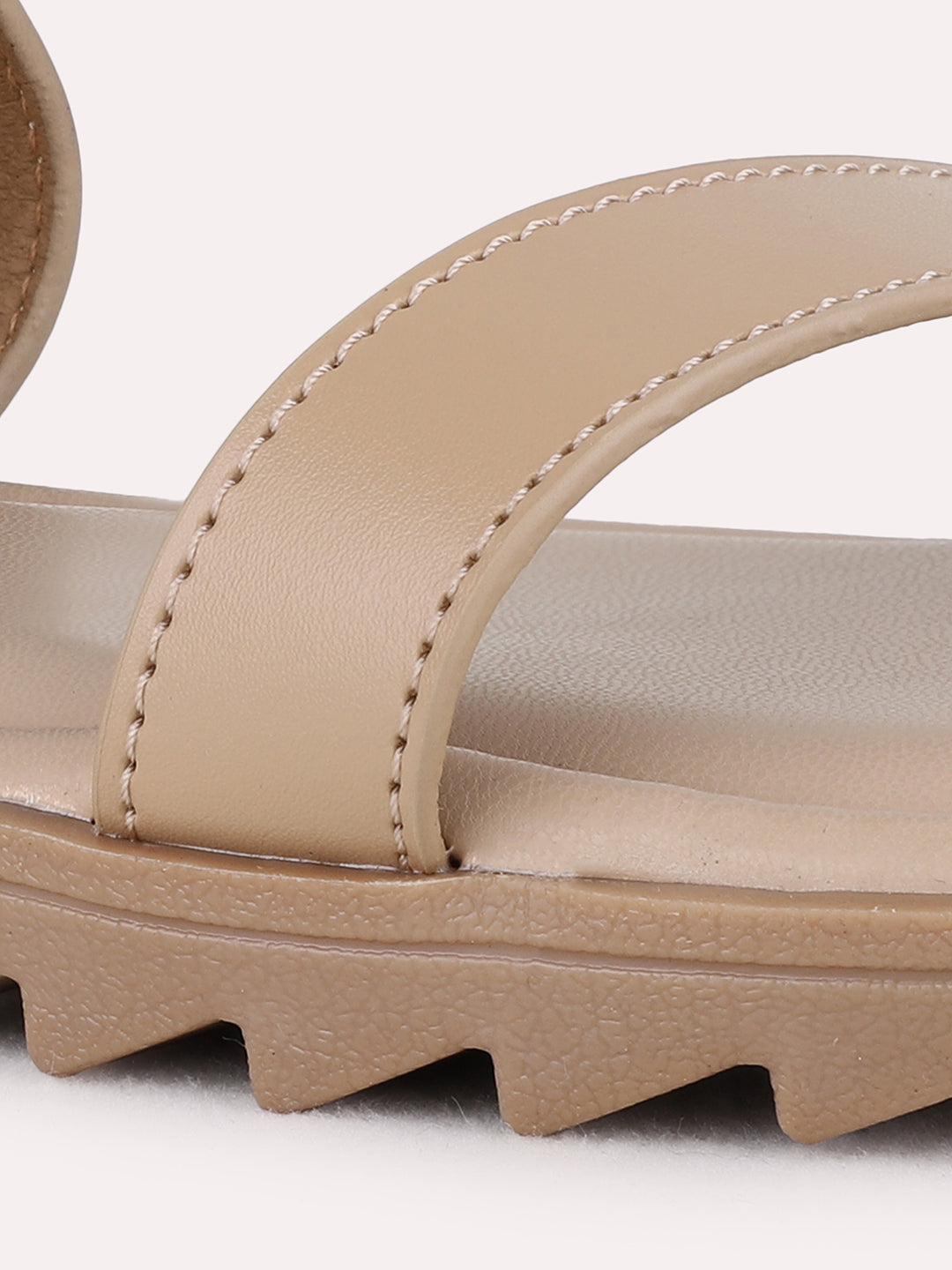 Buy Now Womens Beige Casual Solid Open Toe Flat Sandals