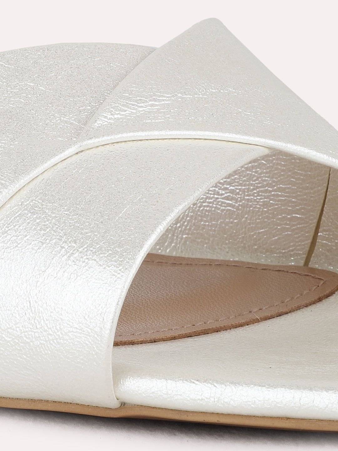 Womens Silver Party Wear Solid Square Toe Block Heel Sandals