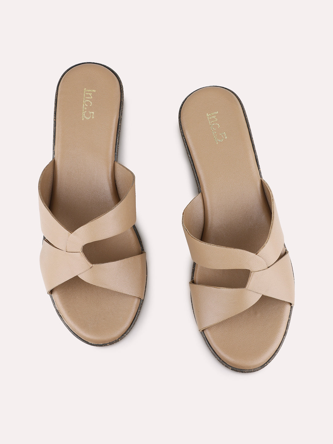 Womens Brown Party Wear Solid Round Toe Wedge Heels